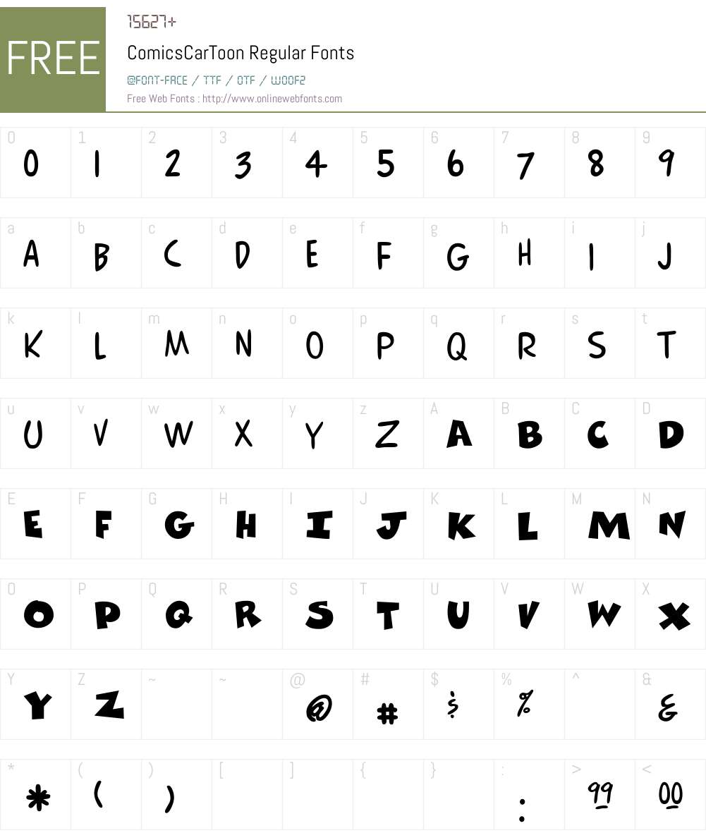 ComicsCarToon Font Screenshots