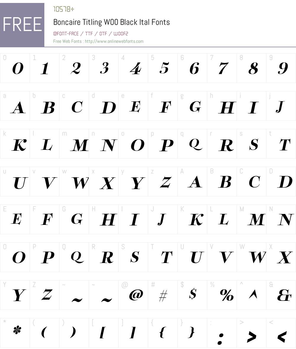 BoncaireTitlingW00-BlkItal Font Screenshots