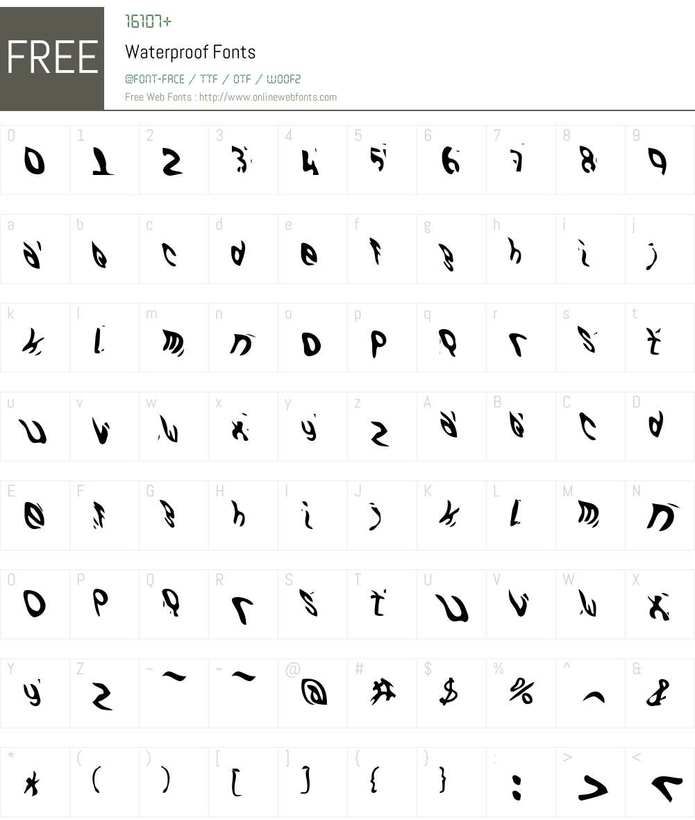 WaterproofW00-Reg Font Screenshots