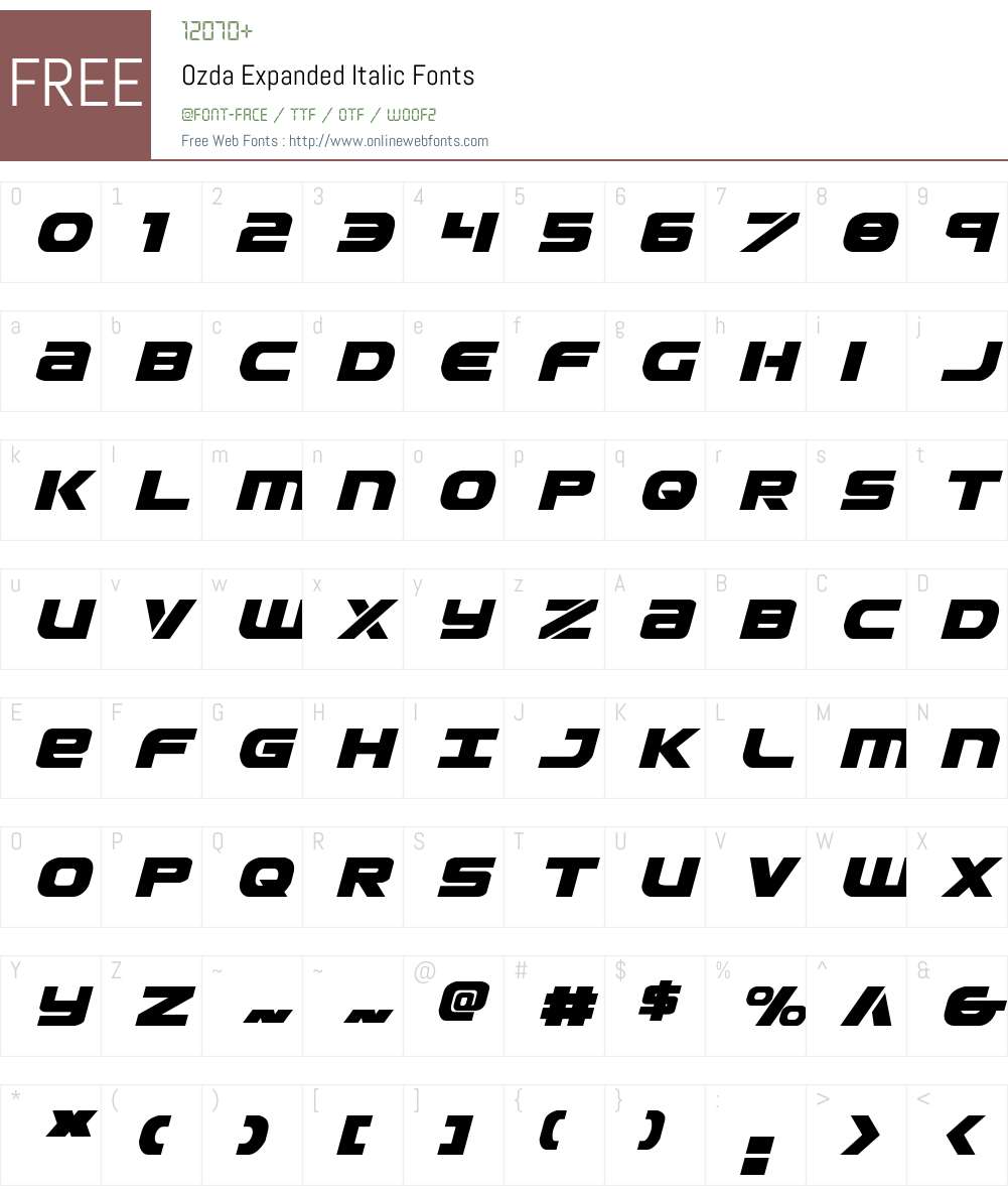 Ozda Expanded Italic Font Screenshots