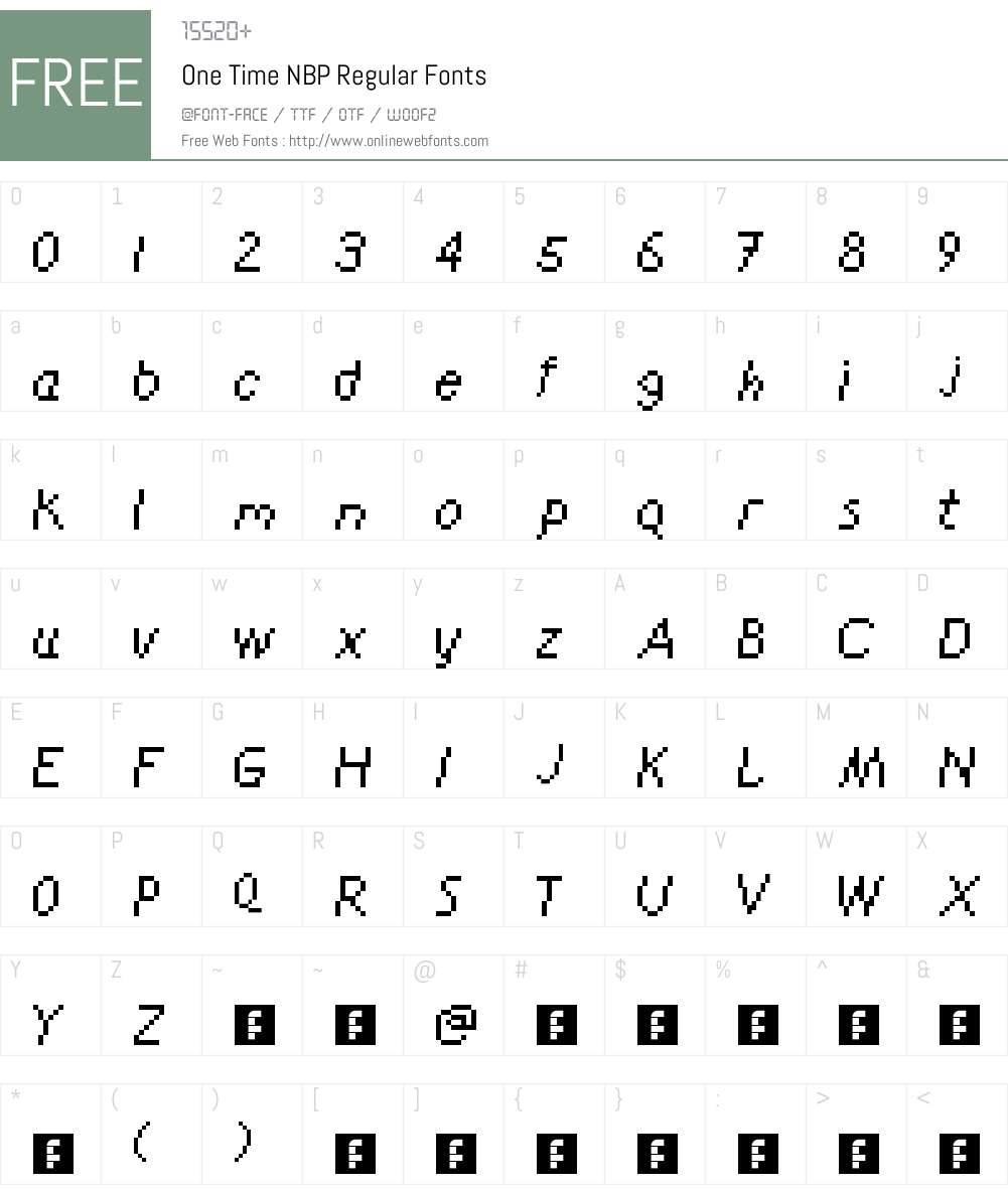 One Time NBP Font Screenshots