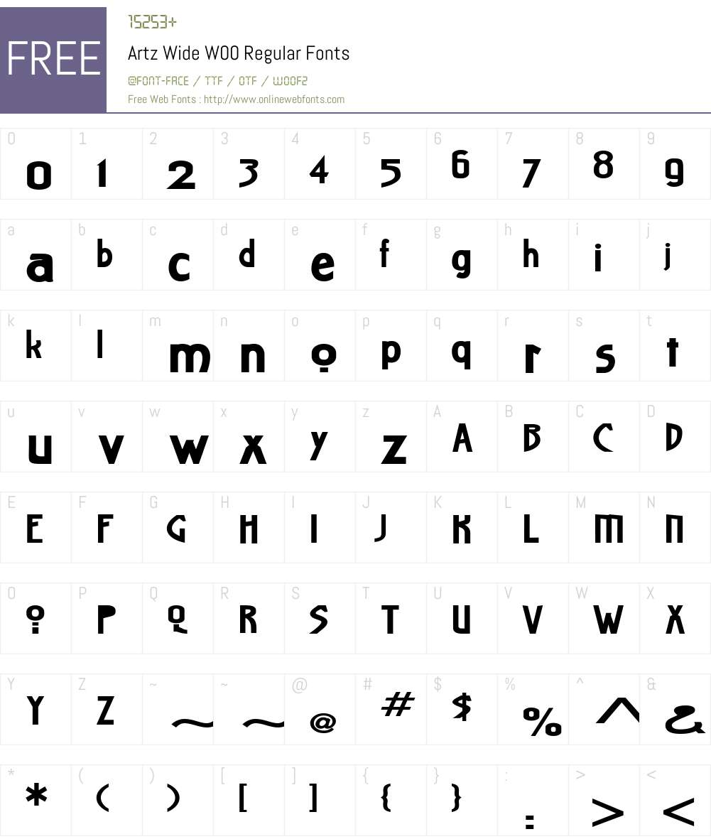 Artz Wide Font Screenshots
