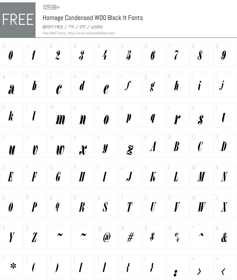 Homage Condensed Font Screenshots