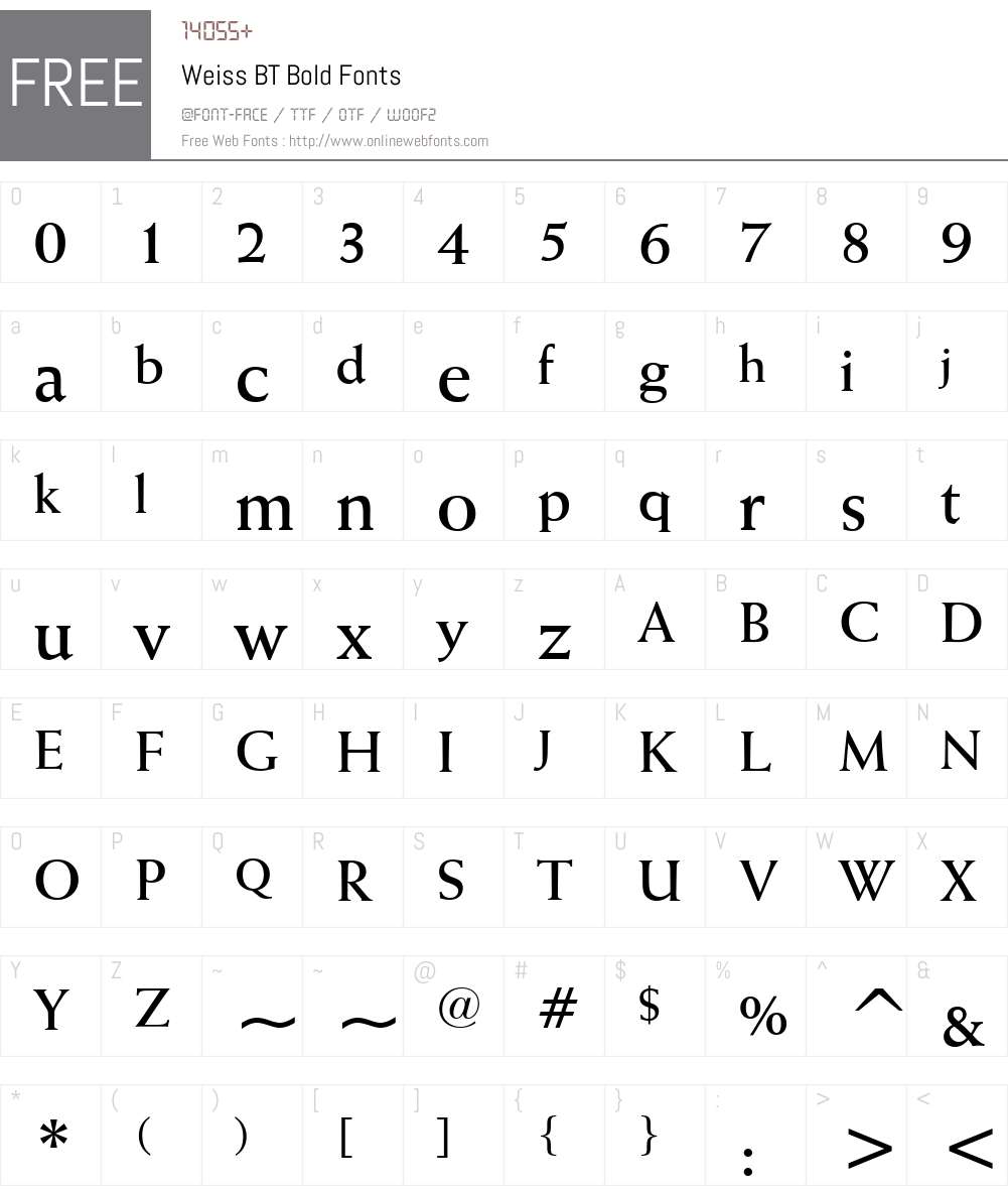 Weiss BT Font Screenshots
