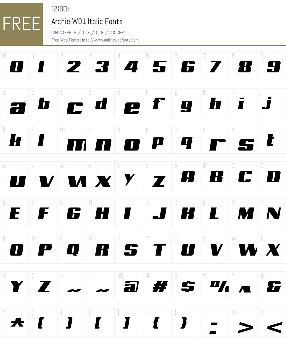 ArchieW01-Italic Font Screenshots