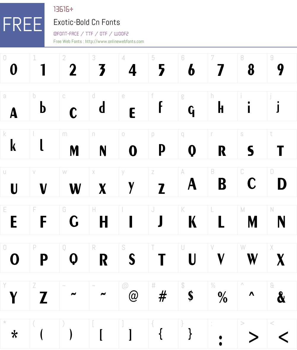 Exotic-Bold Cn Font Screenshots