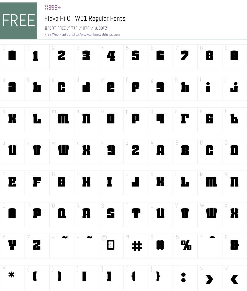 FlavaHiOTW01-Regular Font Screenshots