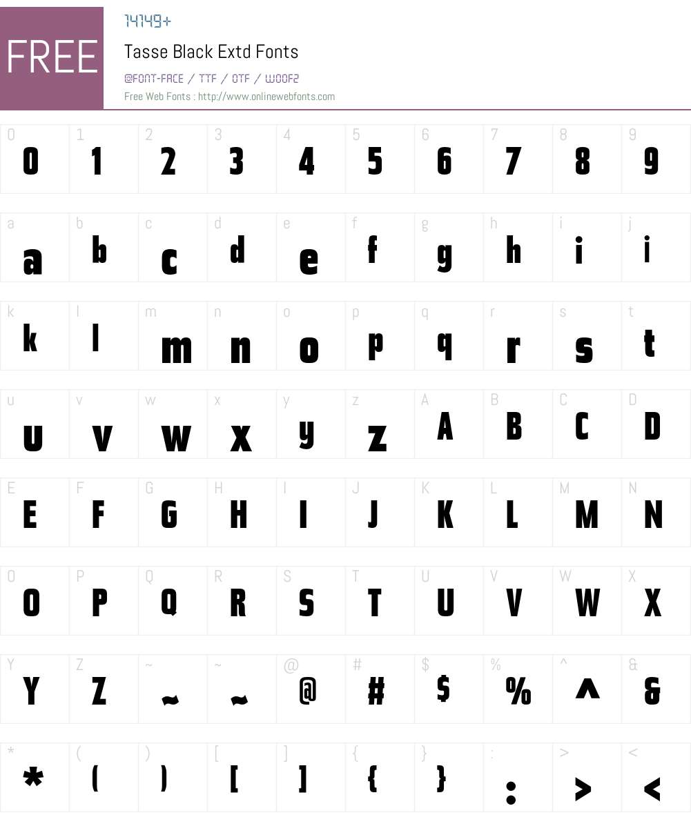 Tasse Font Screenshots