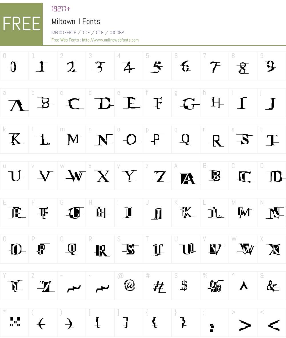 Miltown II Font Screenshots