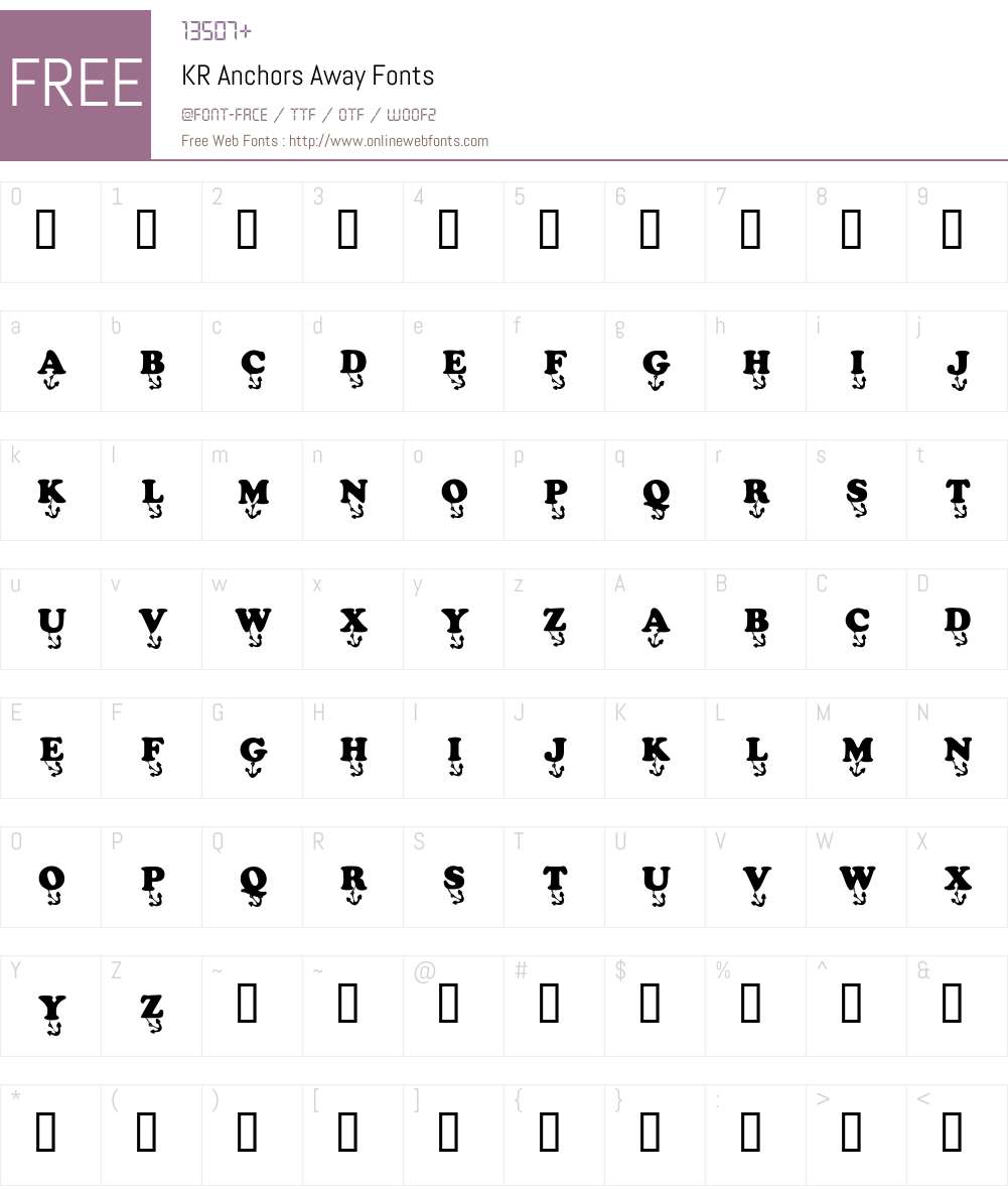 KR Anchors Away Font Screenshots