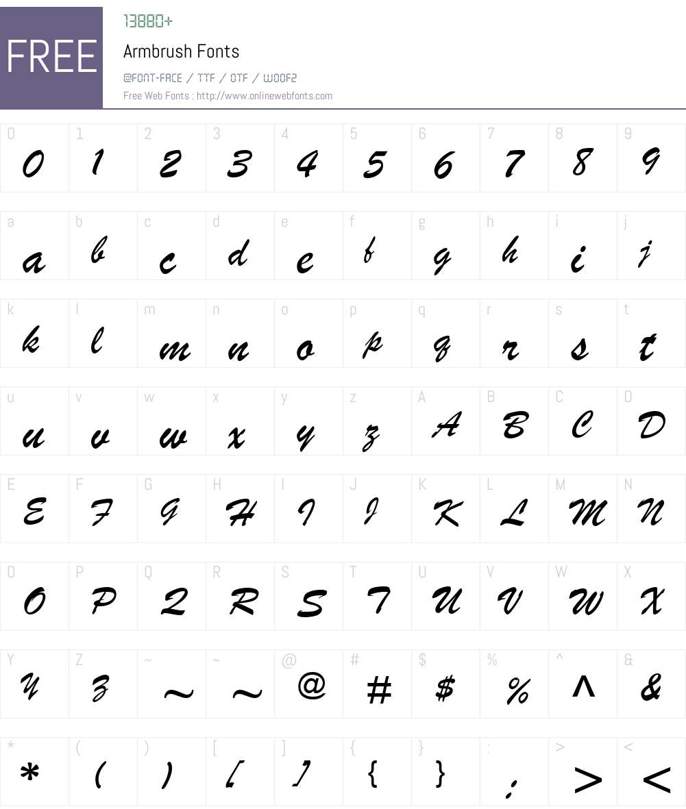 Armbrush Font Screenshots