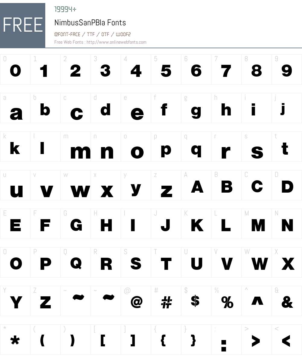 NimbusSanPBla Font Screenshots