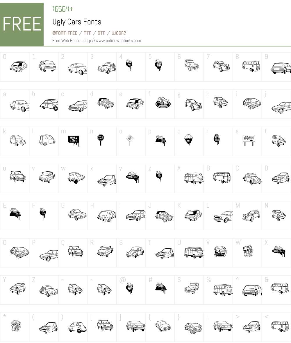 Ugly Cars Font Screenshots