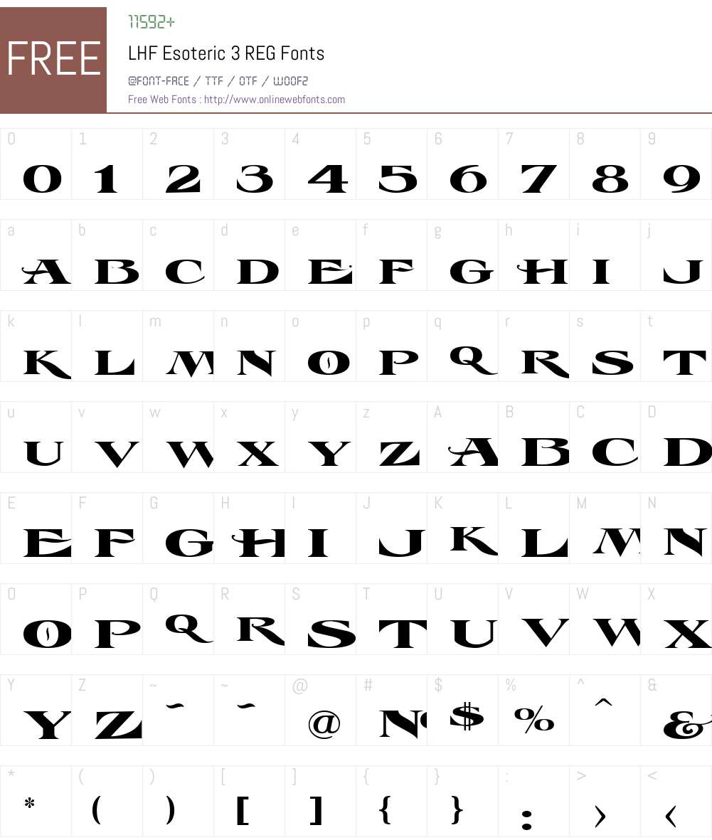 LHF Esoteric 3 REG Font Screenshots