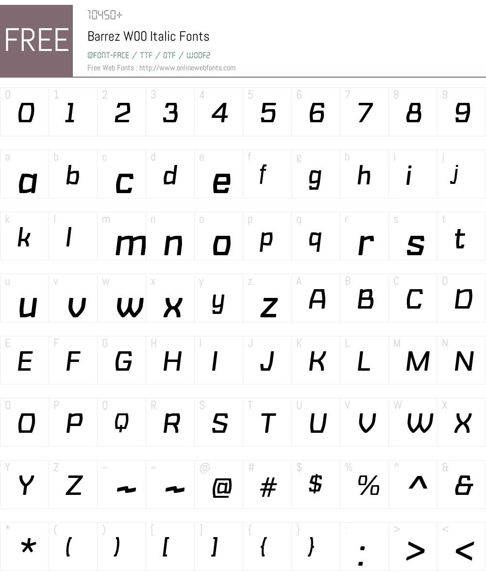 BarrezW00-Italic Font Screenshots