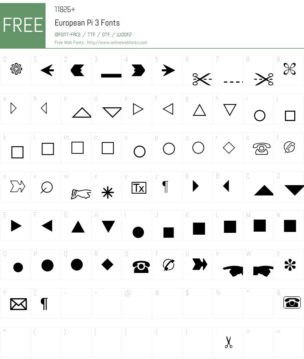 EuropeanPi Font Screenshots