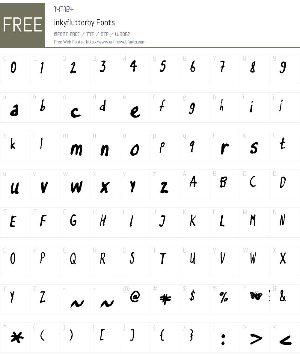 inkyflutterby Font Screenshots