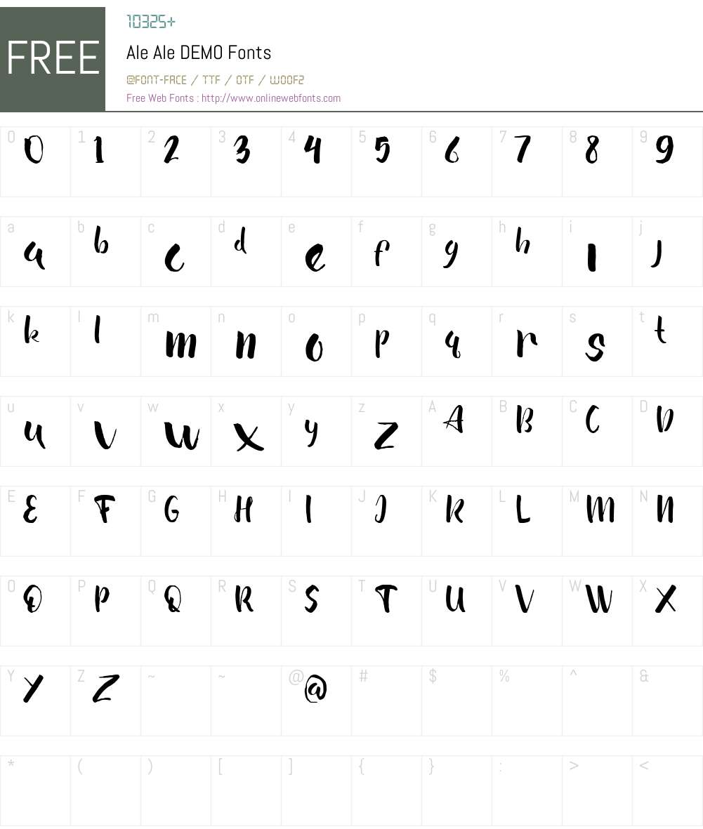 Ale Ale DEMO 1.00;July 27, 2020;FontCreator 11.5.0.2430 64-bit Fonts ...