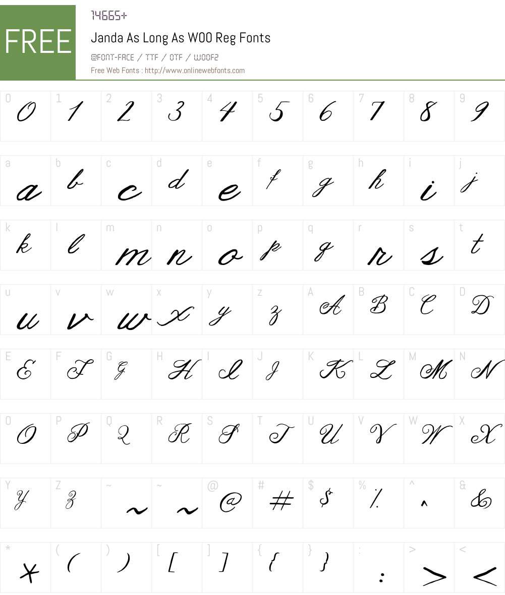 JandaAsLongAsW00-Reg Font Screenshots