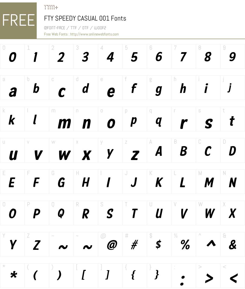 FTYSPEEDYCASUAL001 Font Screenshots