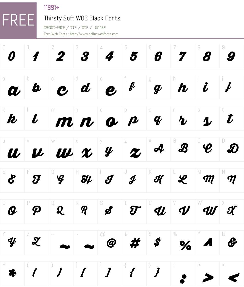 Thirsty Soft Font Screenshots