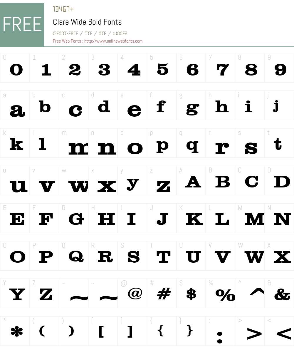 Clare Wide Font Screenshots