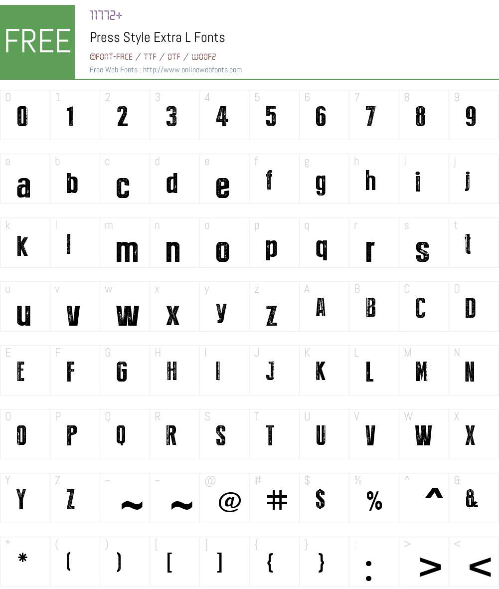 Press Style Extra L Font Screenshots