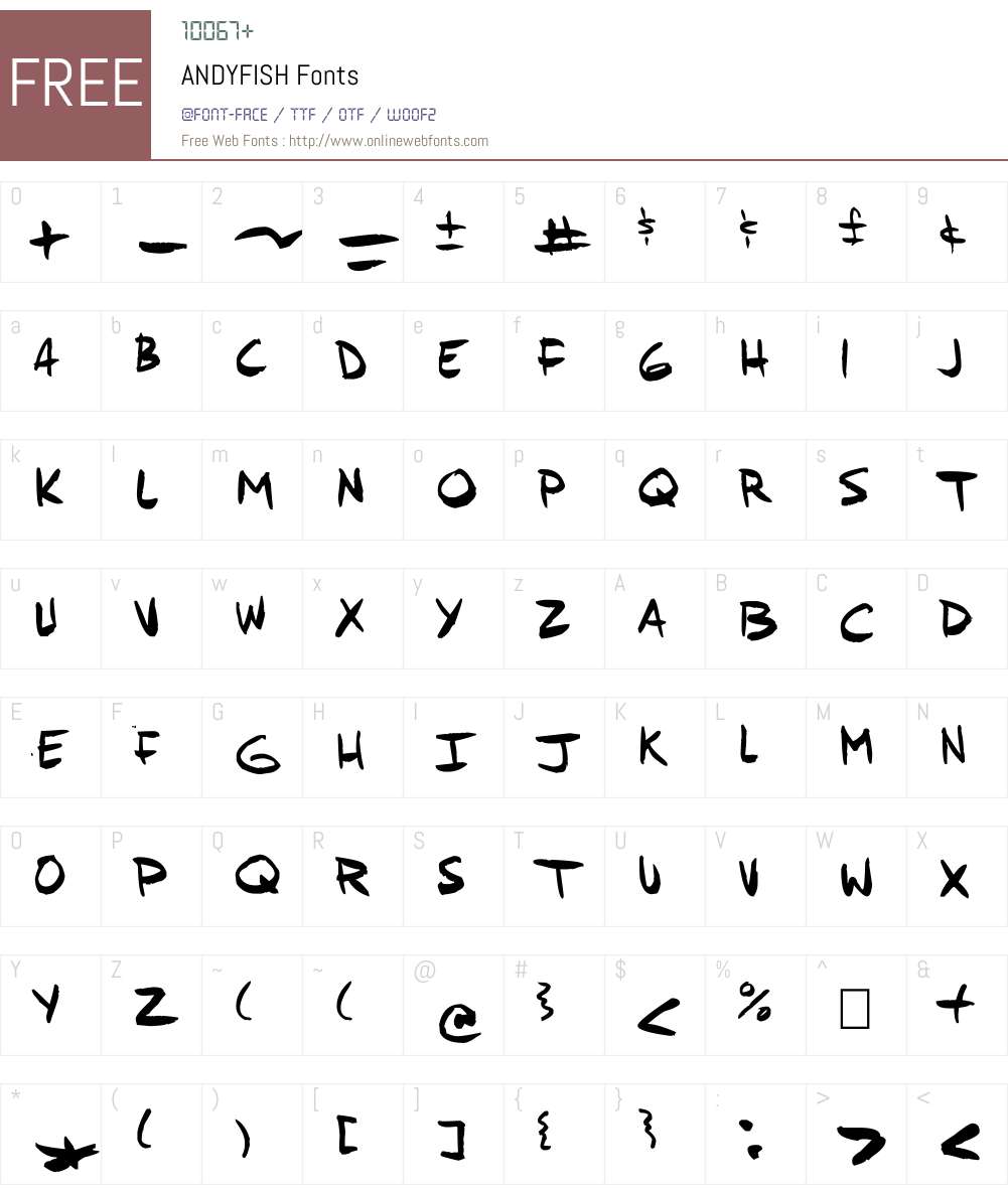 ANDYFISH Font Screenshots