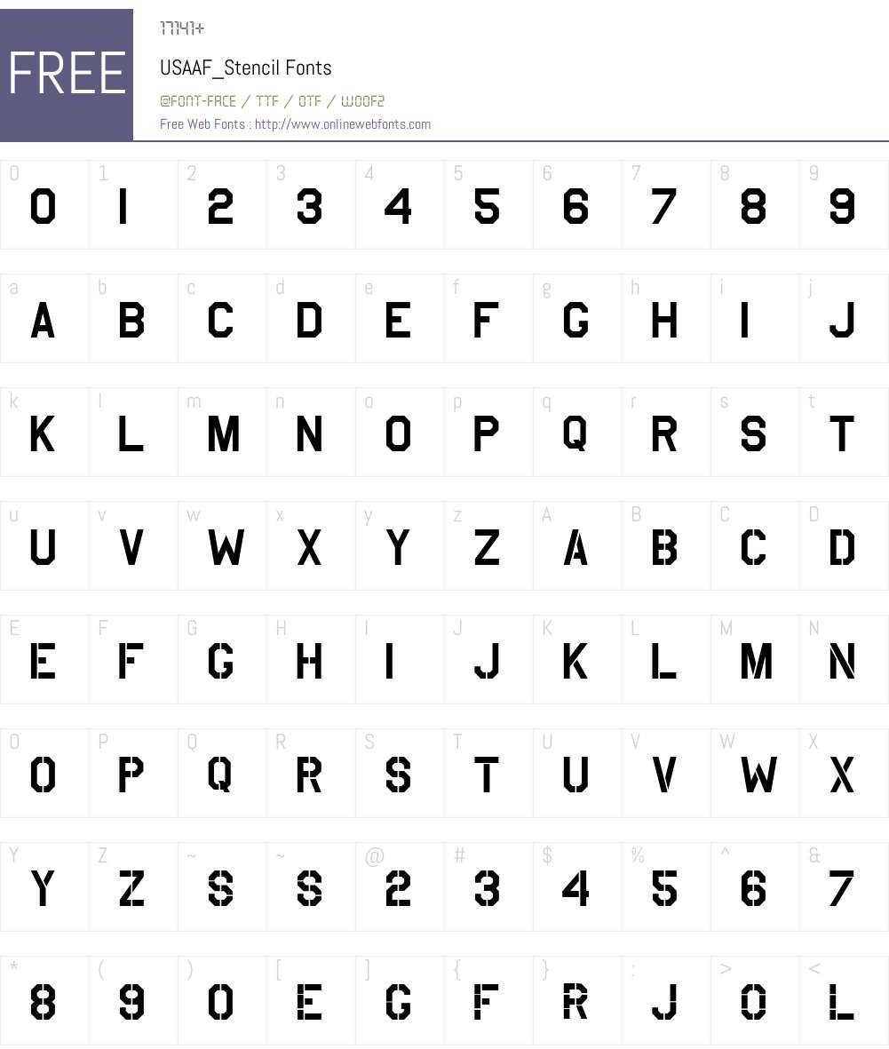 USAAF_Stencil Font Screenshots