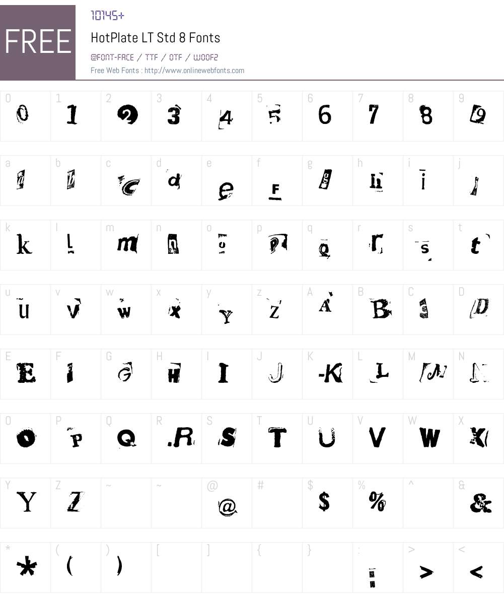 HotPlate LT Std 8 Font Screenshots