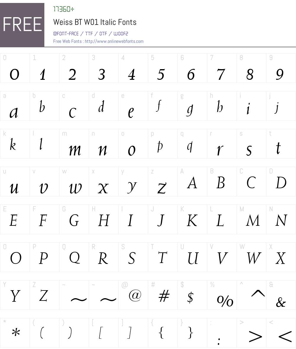 WeissBTW01-Italic Font Screenshots