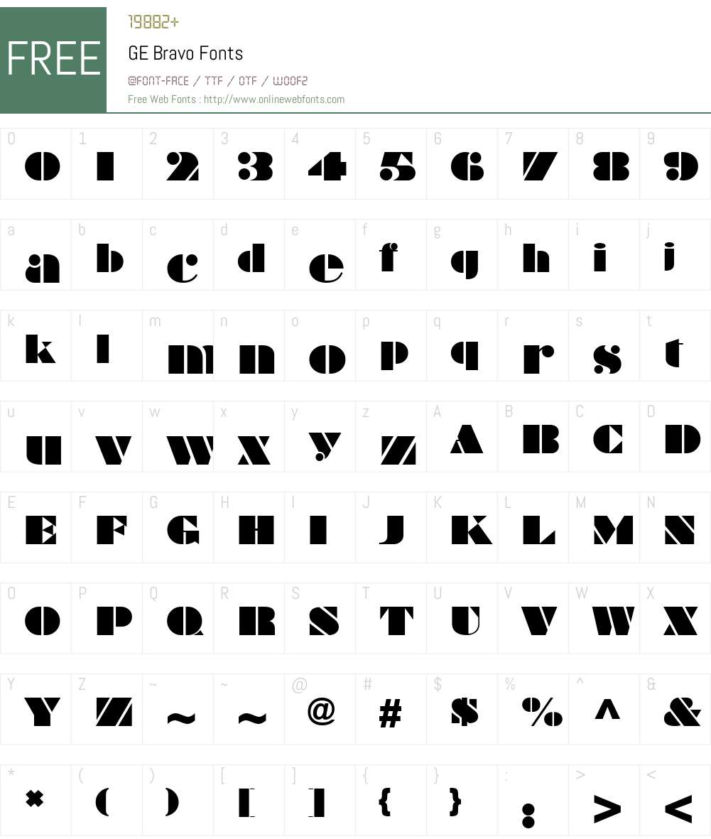 GE Bravo Font Screenshots