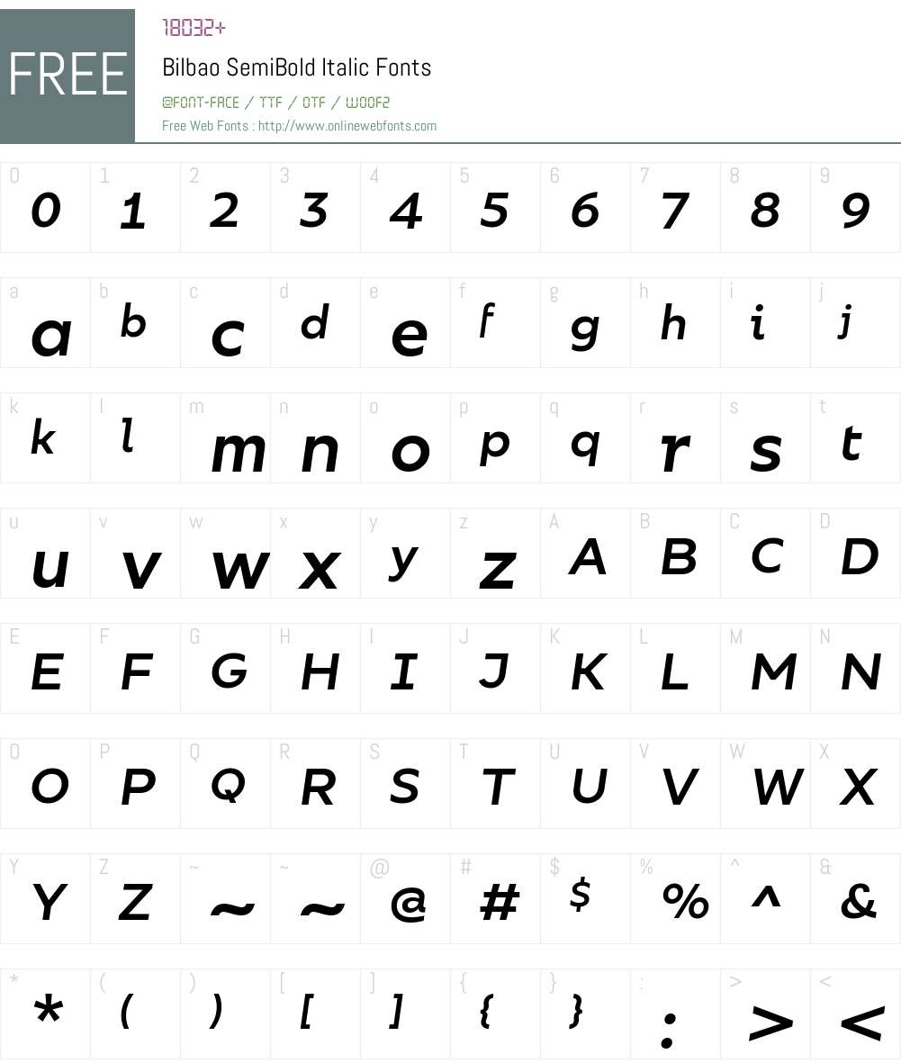 Bilbao SemiBold Italic Font Screenshots
