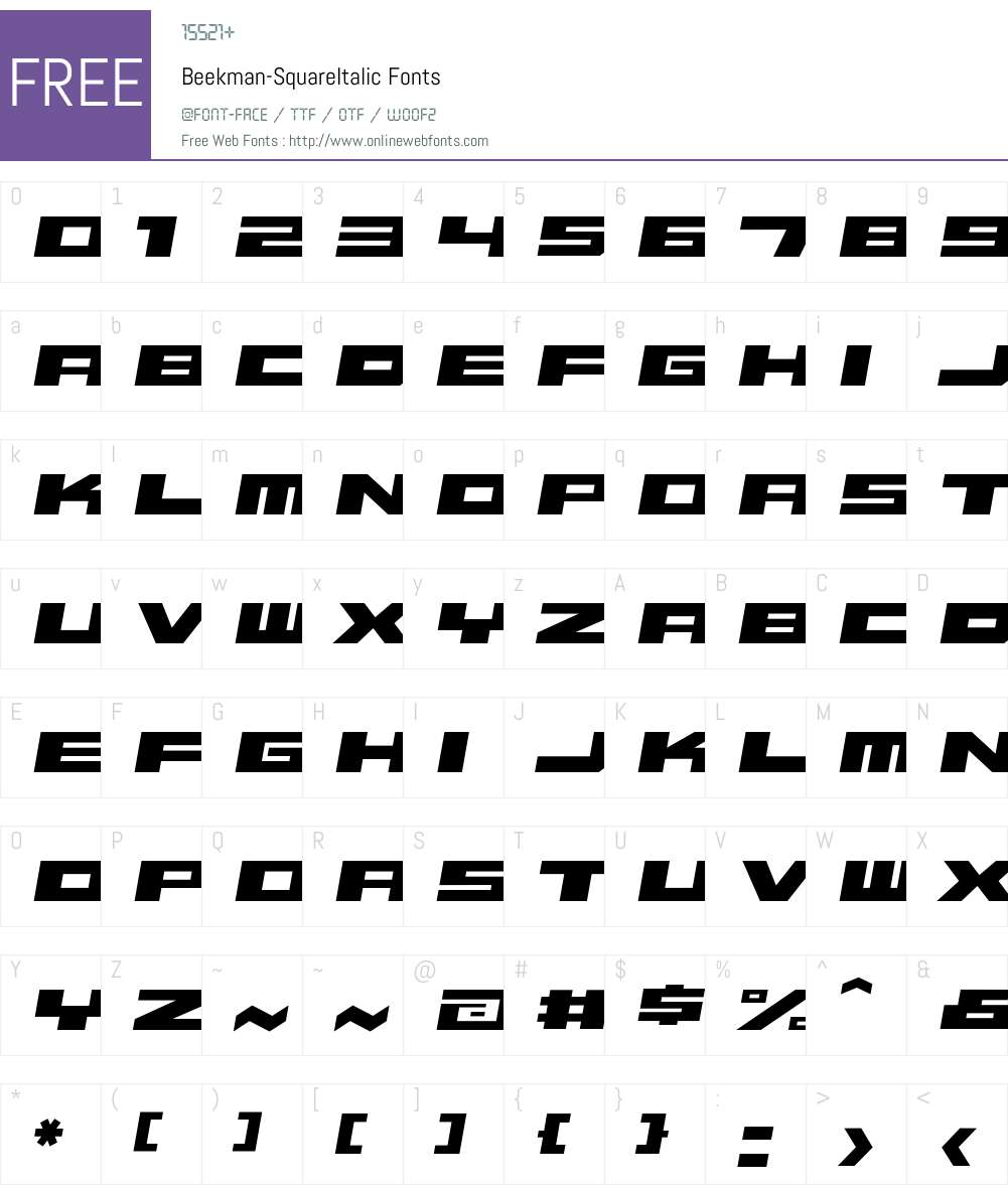 Beekman-SquareItalic Font Screenshots