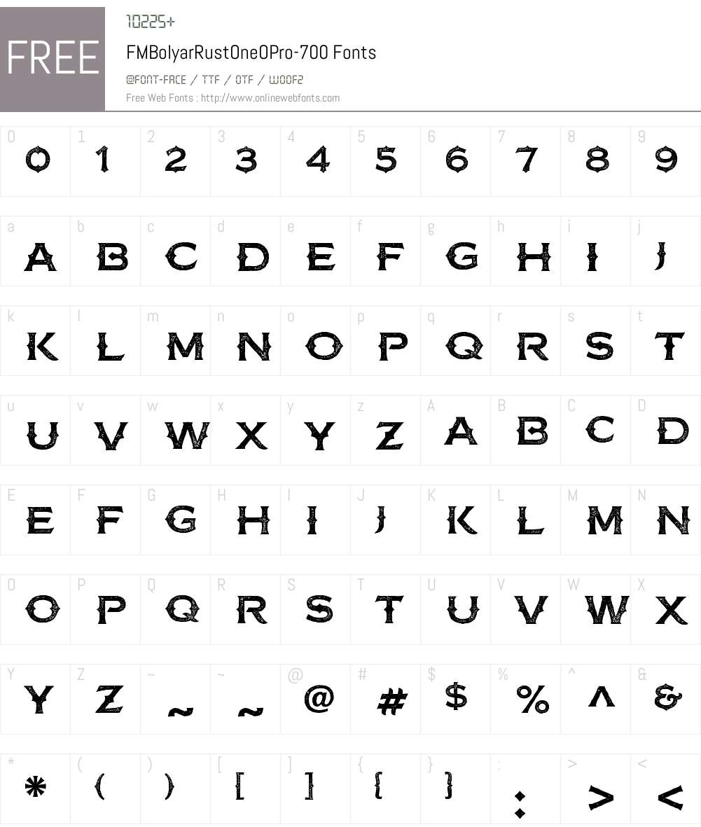 FMBolyarRustOneOPro-700 Font Screenshots