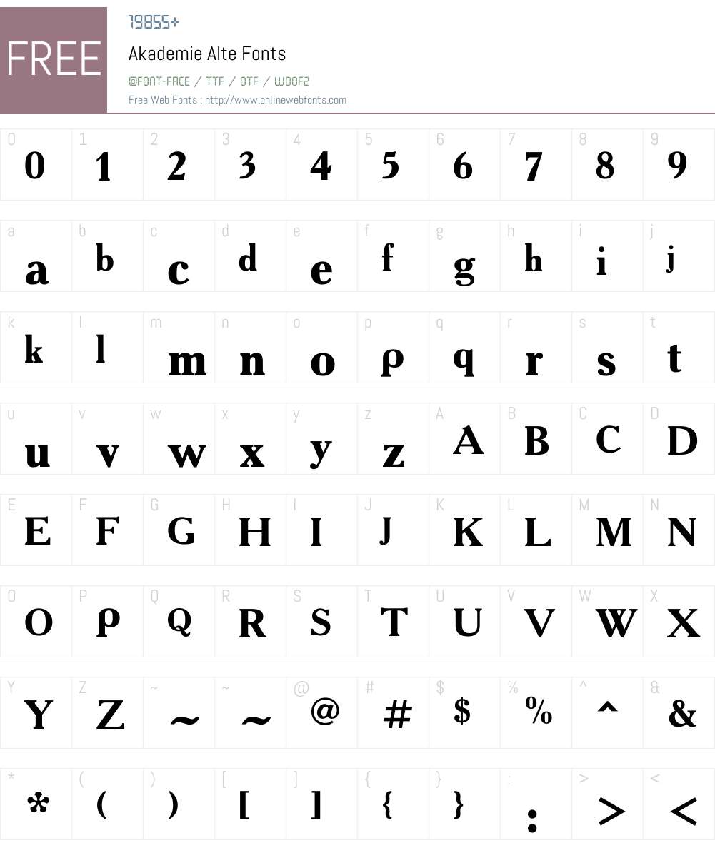 Akademie Alte Font Screenshots
