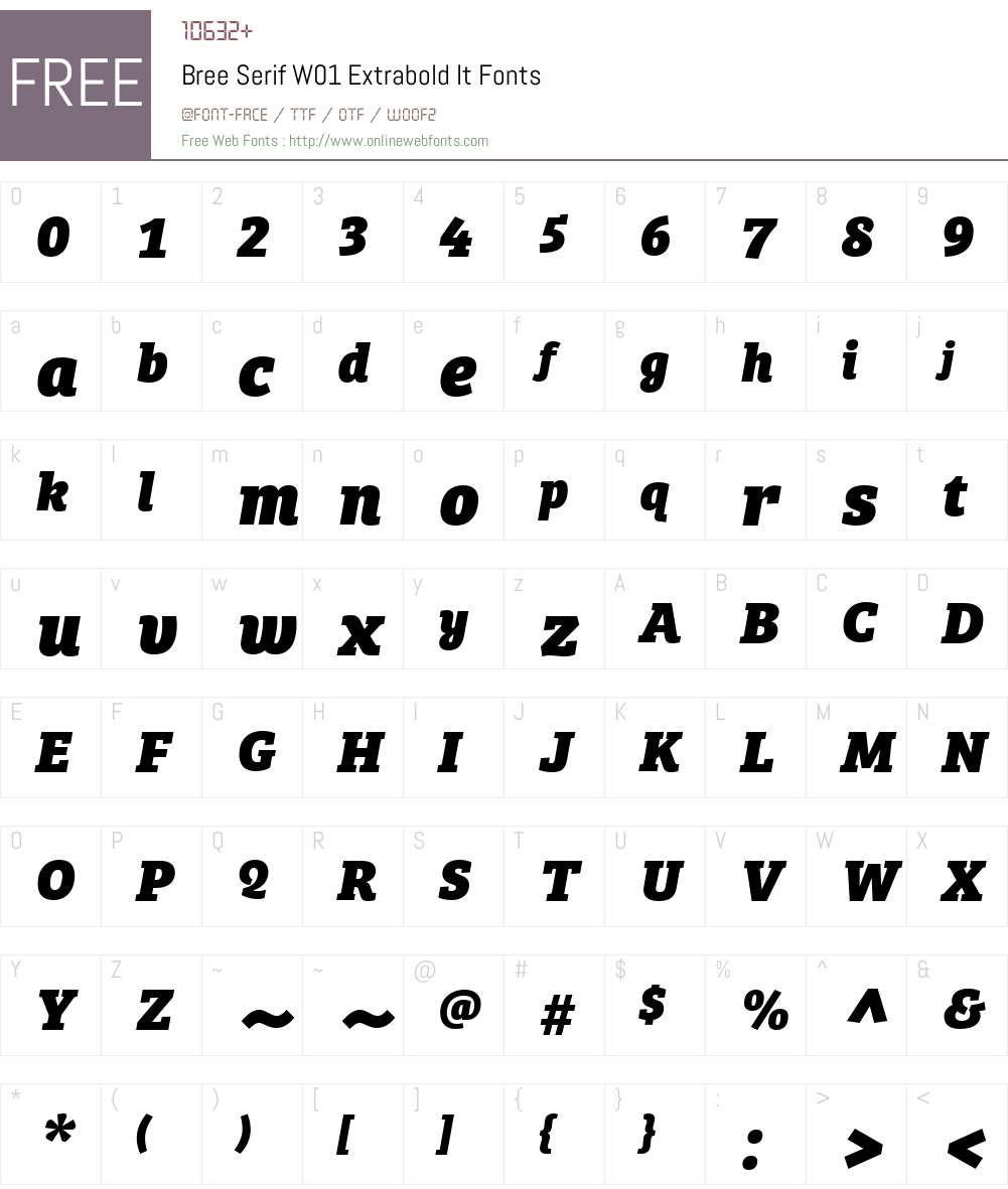 BreeSerifW01-ExtraboldIt Font Screenshots