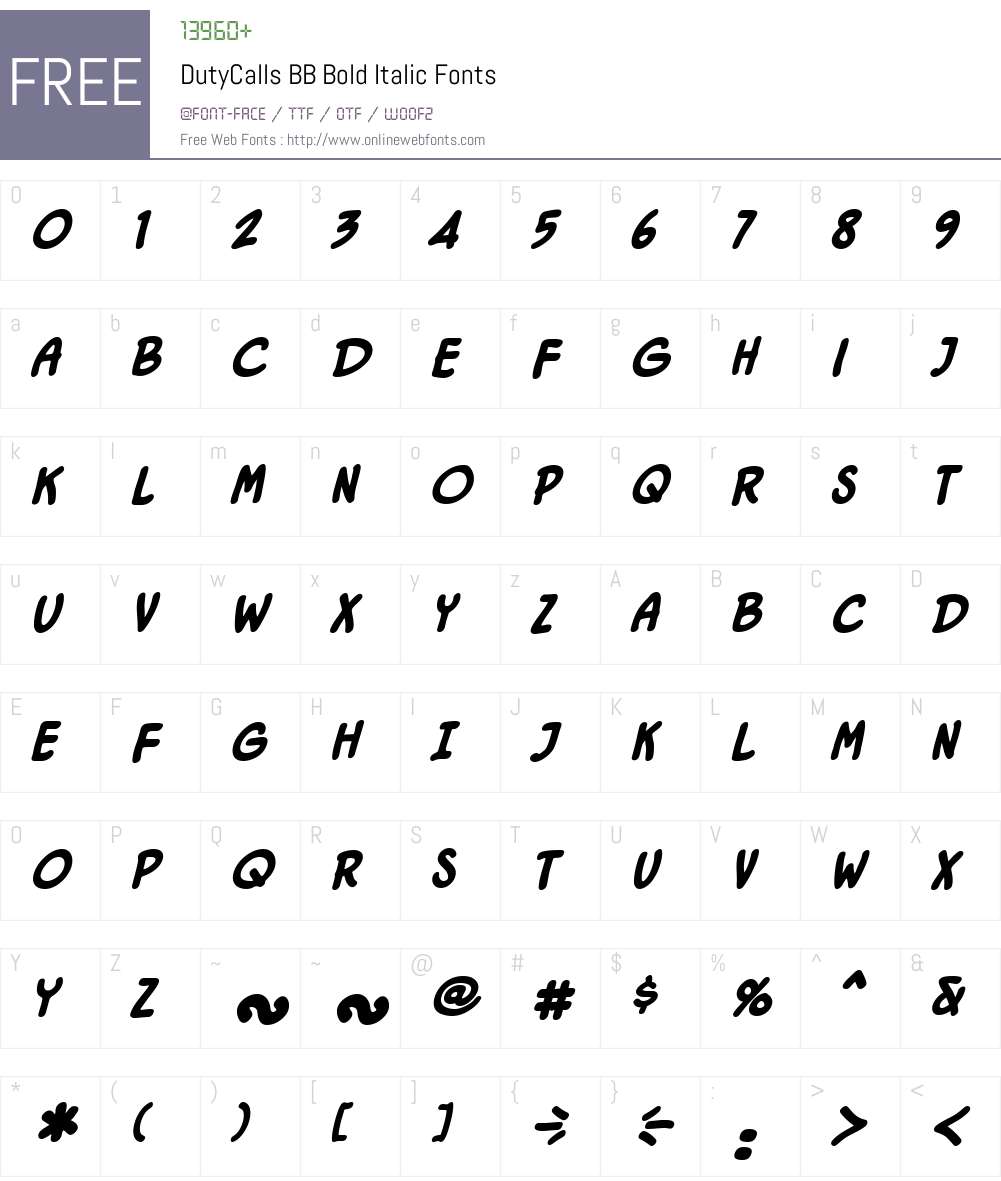 DutyCallsBB-BoldItalic Font Screenshots