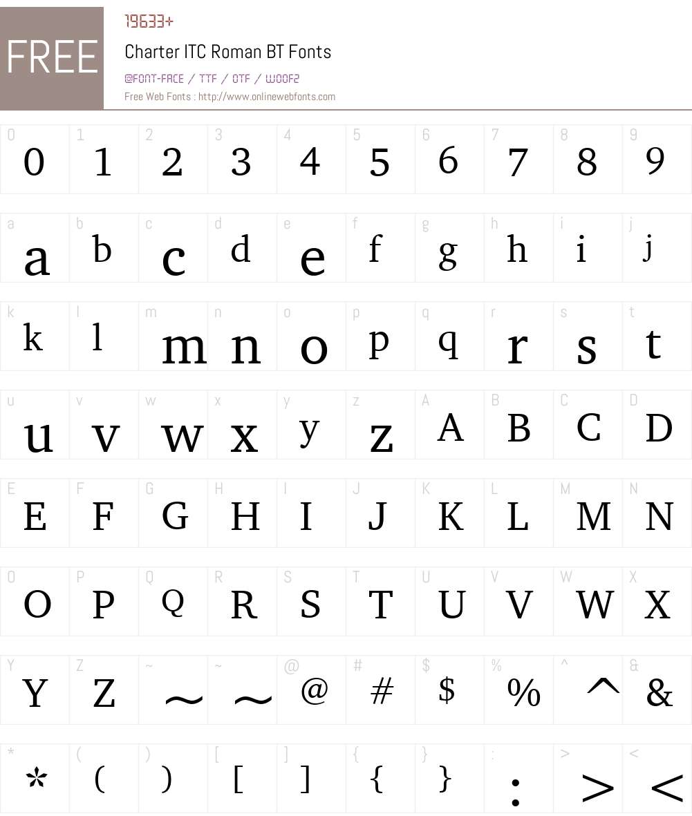 CharterITC BT Font Screenshots
