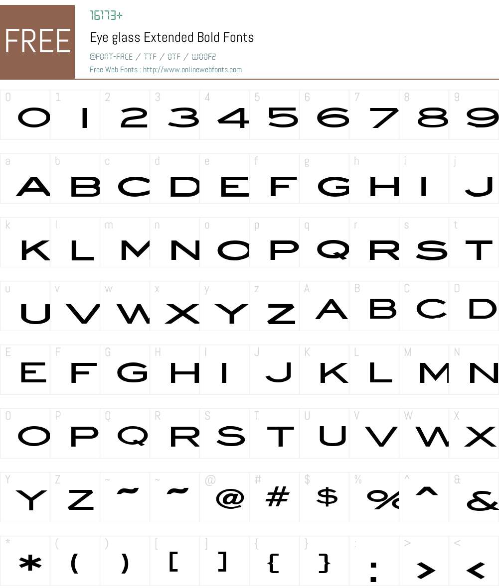 Eye glass Extended Font Screenshots