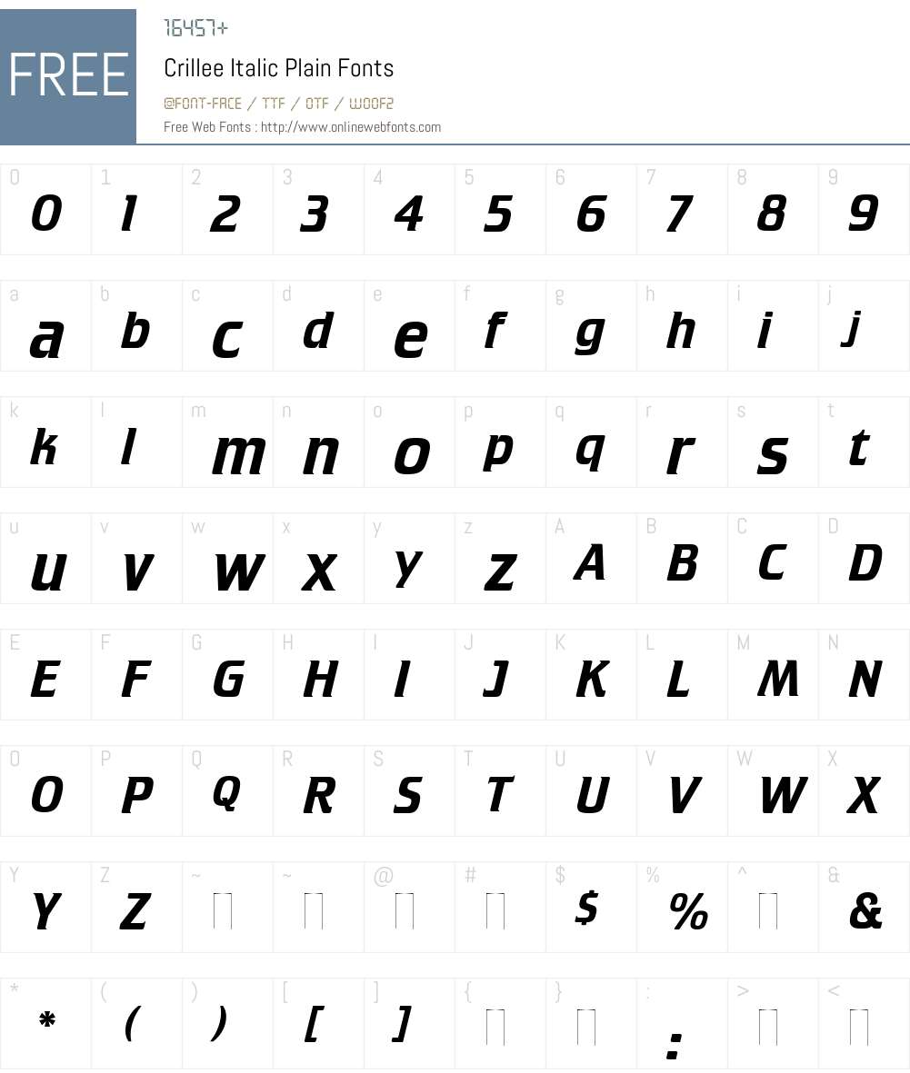Crillee Italic Font Screenshots