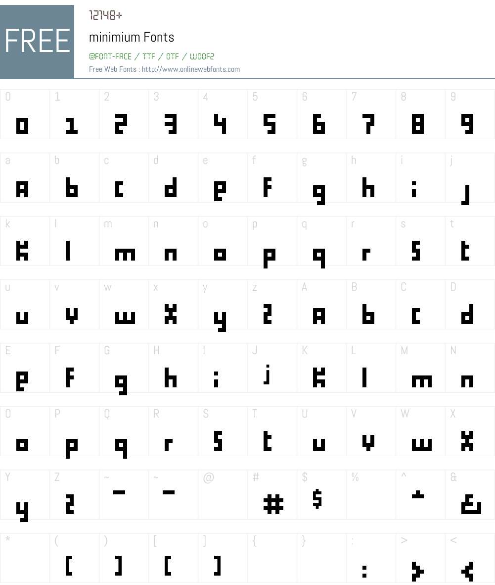 minimium Font Screenshots