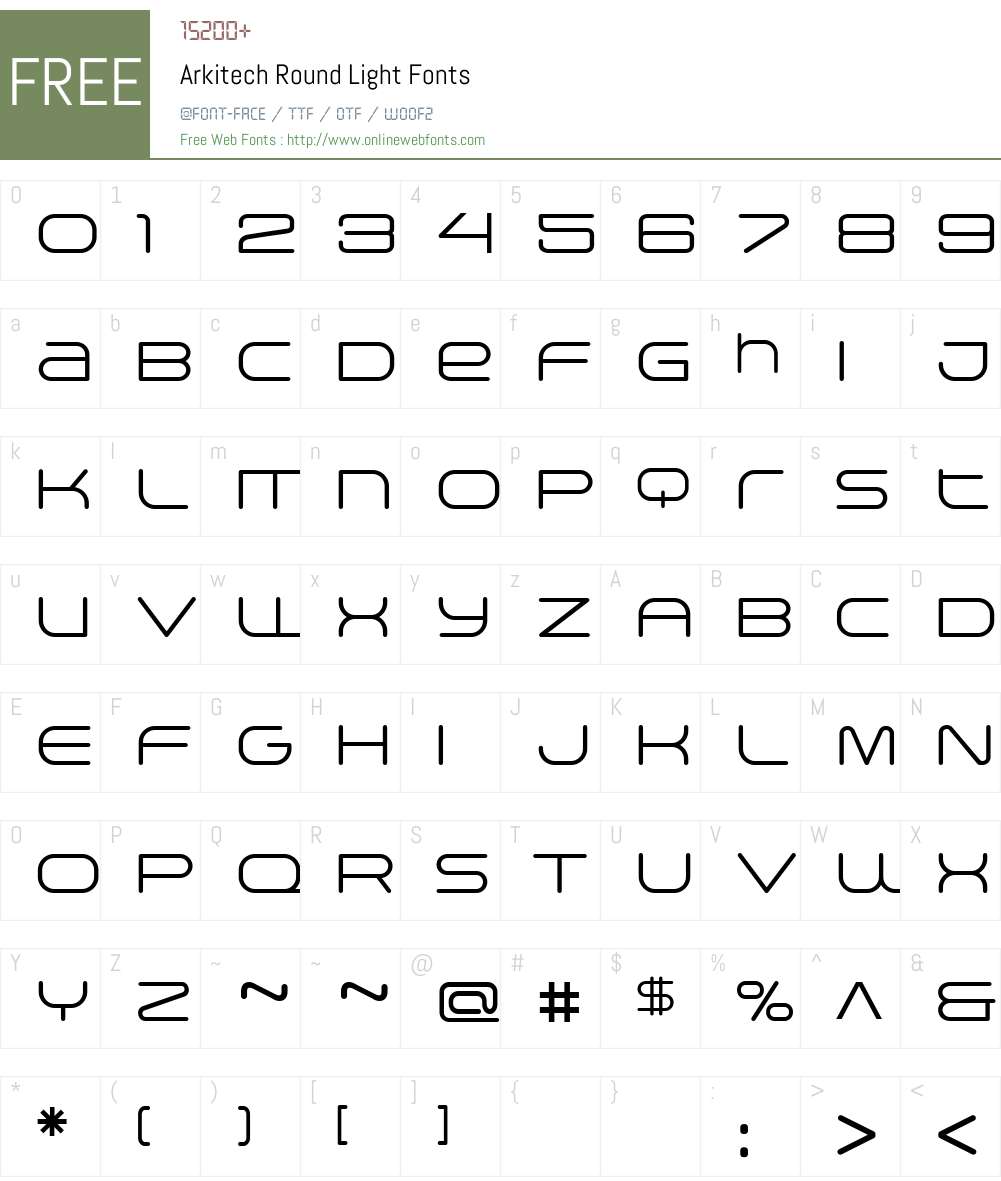 Arkitech Round Light Font Screenshots