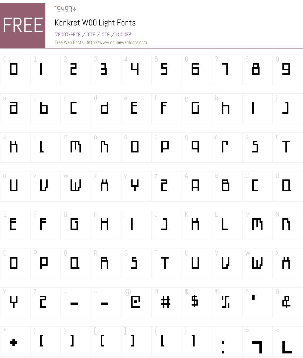 KonkretW00-Light Font Screenshots