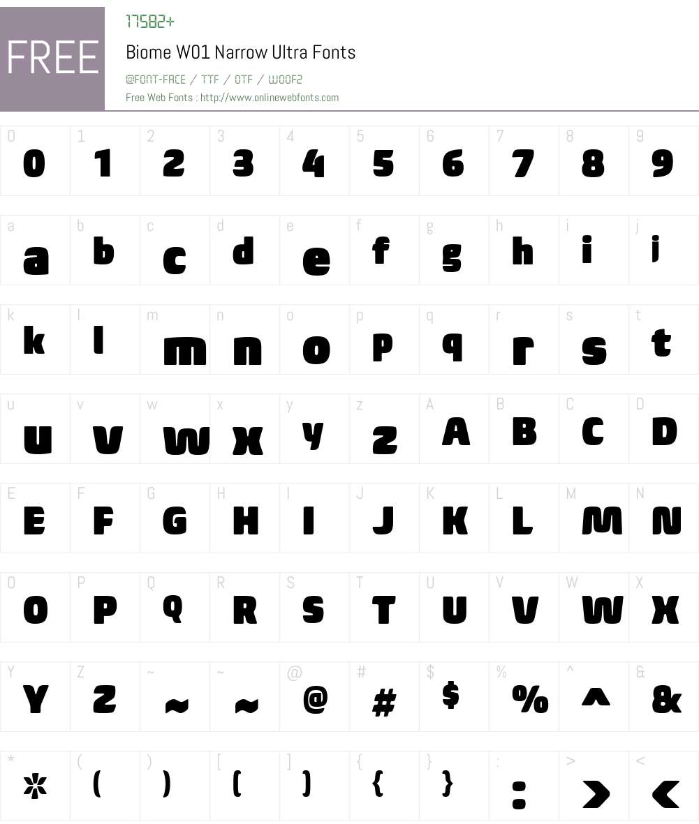 BiomeW01-NarrowUltra Font Screenshots