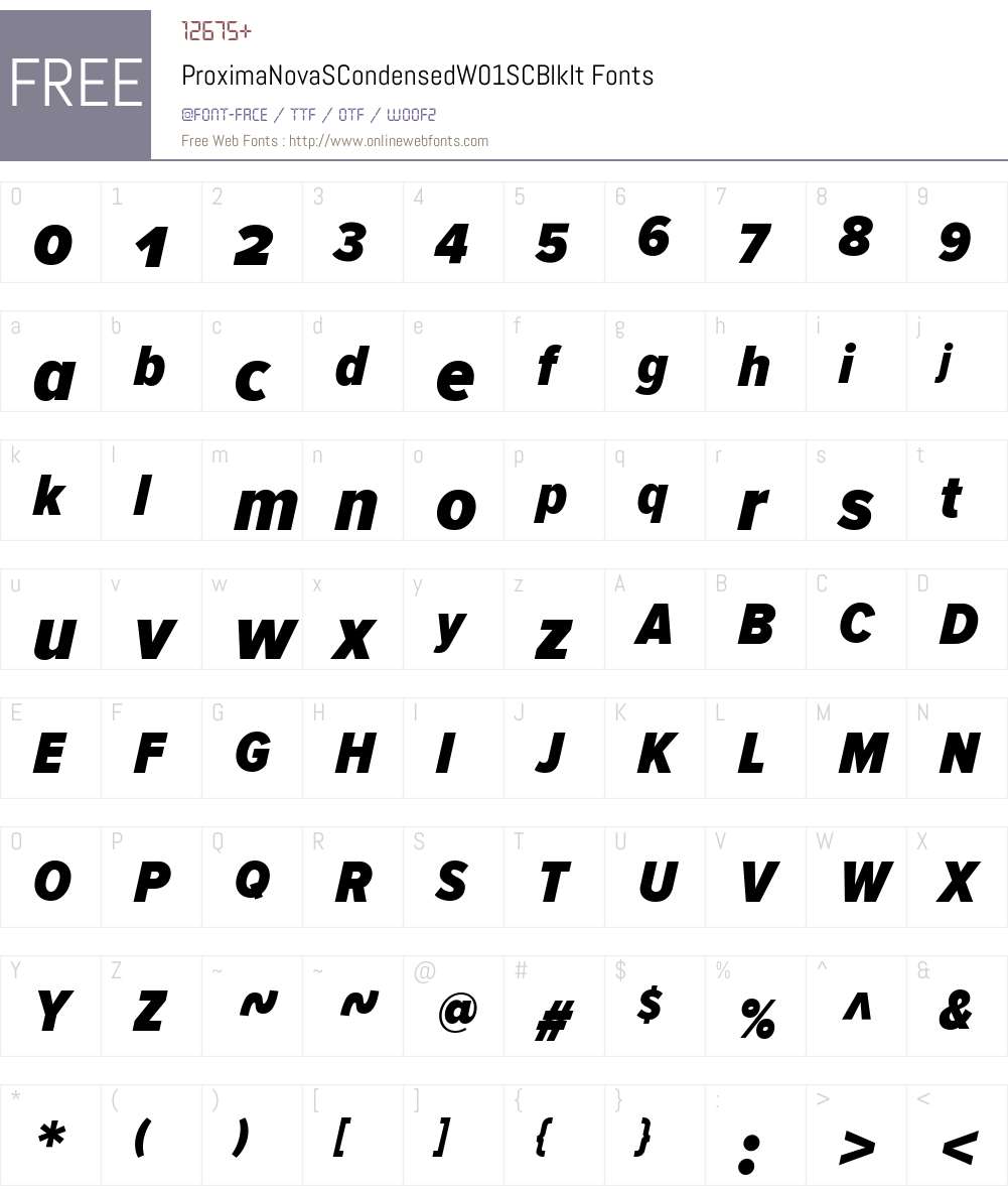 ProximaNovaSCondensedW01SC-BlkIt Font Screenshots