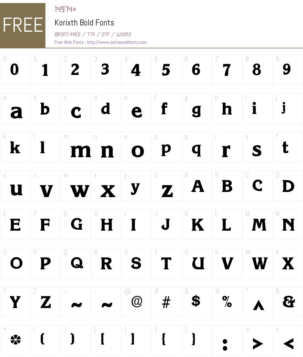 Korixth Font Screenshots