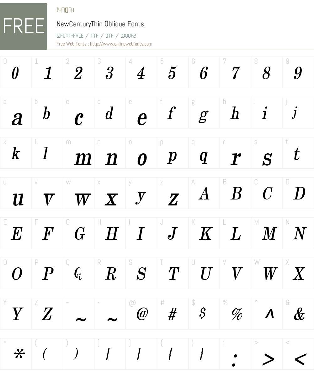 NewCenturyThin Font Screenshots