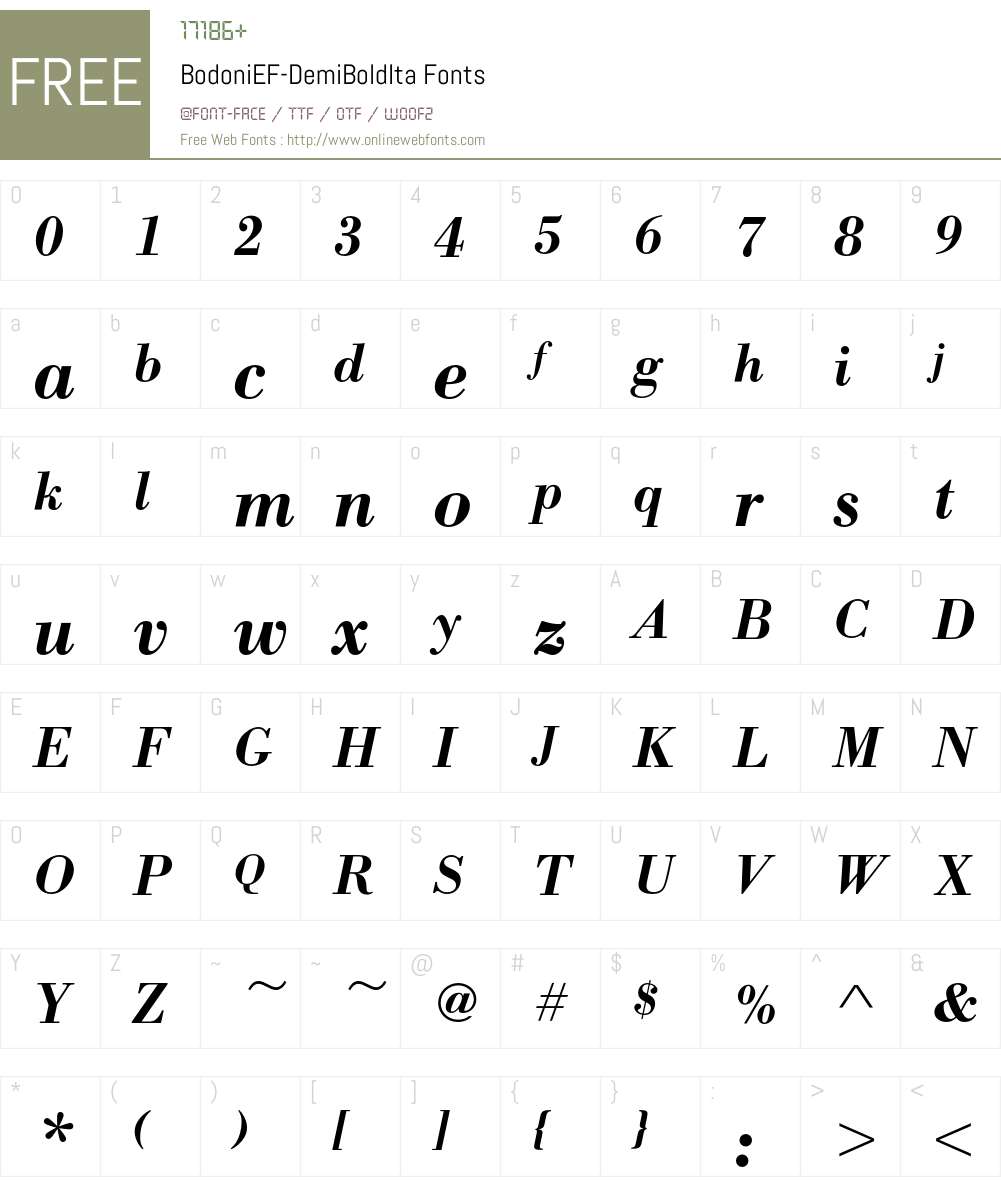 BodoniEF Font Screenshots