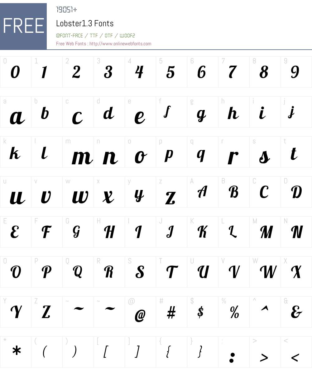 Lobster 1.3 Font Screenshots